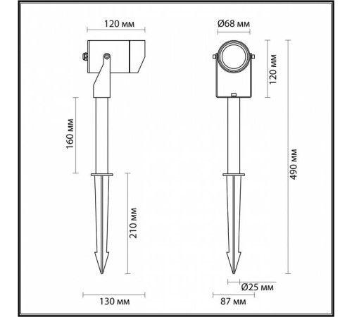 Наземный прожектор Odeon Light Stima 6647/10GL