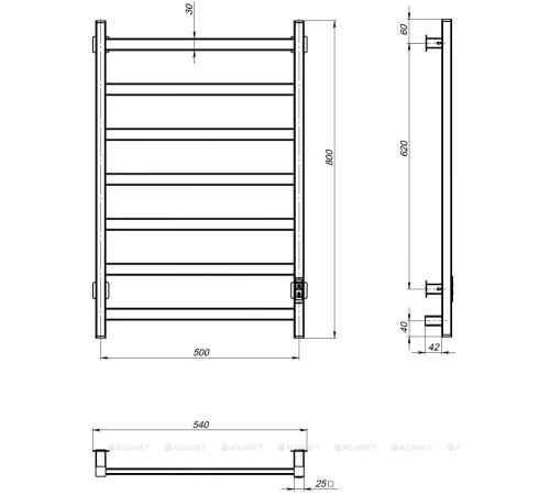 Полотенцесушитель электрический Тругор ПЭК сп 20 кв 80х50 оружейная сталь 00354271