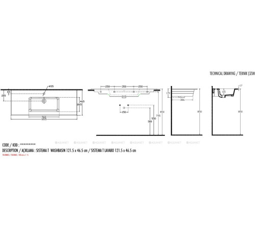 Раковина накладная Allen Brau Fantasy Flat 1215х465 мм белый 4.11028.20