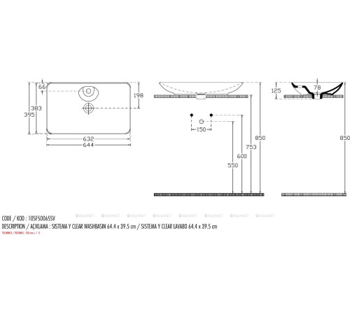 Раковина накладная Allen Brau FANTASY Y 644x395 мм с отверстием белая 4.11017.20