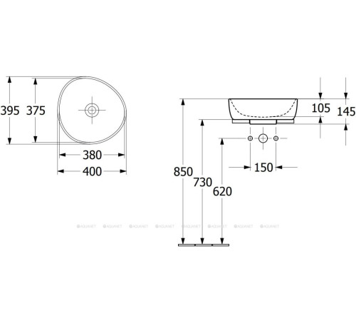 Раковина накладная Villeroy & Boch Antao 400x400x146 мм Morning Dew 4A7240R7