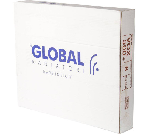 Радиатор алюминиевый Global VOX-R 500 6 секций боковое подключение белый RAL 9010 VX05001006