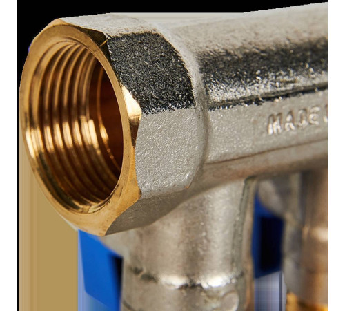 Коллектор с шаровыми кранами STOUT 3/4 x 1/2 на 2 выхода синие ручки SMB 6201 341202