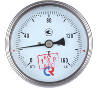 Термометр биметаллический Росма БТ-41.211 80 мм 160 °C осевой шток 64х6 мм G1/2 00000002472