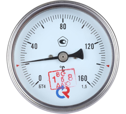 Термометр биметаллический Росма БТ-41.211 80 мм 160 °C осевой шток 64х6 мм G1/2 00000002472