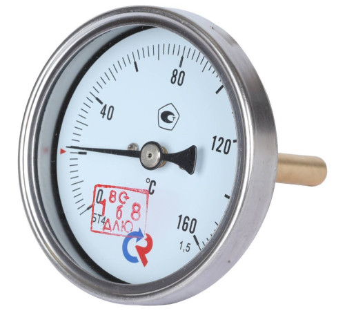Термометр биметаллический Росма БТ-41.211 80 мм 160 °C осевой шток 64х6 мм G1/2 00000002472