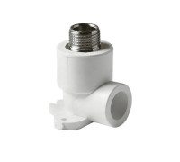 Угольник Pro Aqua PP-R 25x1/2 с креплением комбинированный НР белый PA28112P