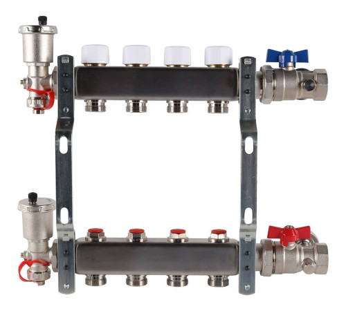Коллектор из нержавеющей стали в сборе без расходомеров ROMMER 4 выхода RMS-3210-000004