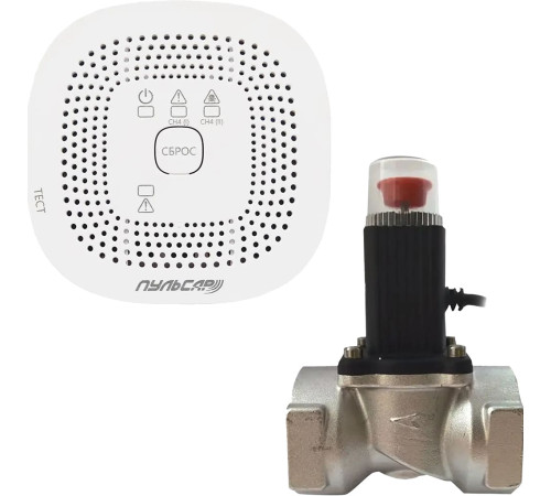 Комплект сигнализаторов загазованности Пульсар CO-CH с клапаном Ду15, БП и кабелем Н00025911