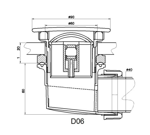 Сифон для душевого поддона RGW Velplex QYD-06 сухой затвор 18241106-01