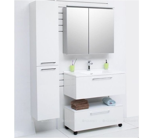 Шкаф-пенал De Aqua Тока 1 L с бельевой корзиной белый 1760х350 мм 00167272