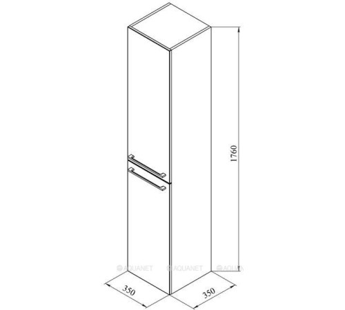 Шкаф-пенал De Aqua Тока 1 L с бельевой корзиной белый 1760х350 мм 00167272