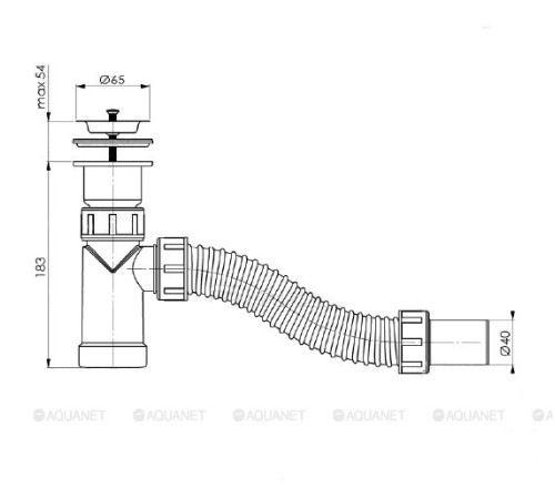 Сифон бутылочный для раковины Bettoserb с выпуском 125310