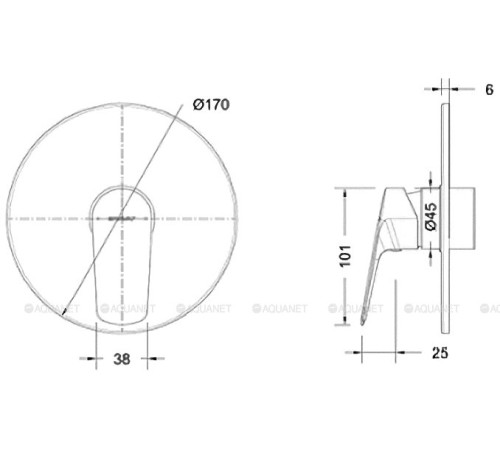 Смеситель встраиваемый Bravat Rhein 1 функция хром PB8429564CP-ENG