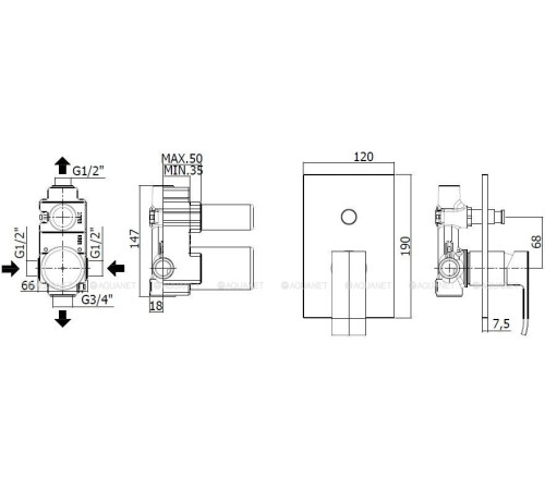 Смеситель встраиваемый для душа Paffoni ELLE на 2 выхода с дивертором черный матовый EL015NO/M