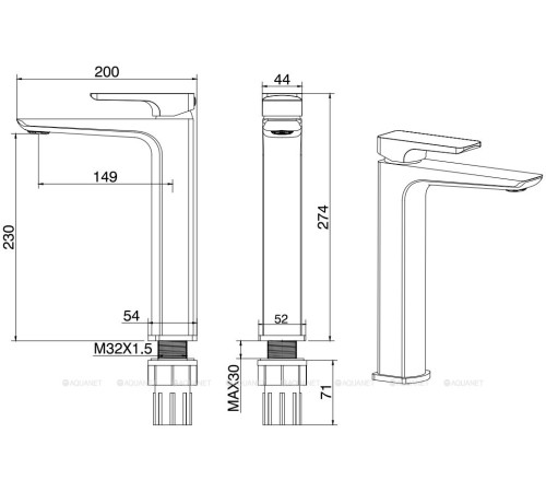 Смеситель для умывальника высокий Allen Brau Infinity излив 151 мм черный матовый 5.21002-31