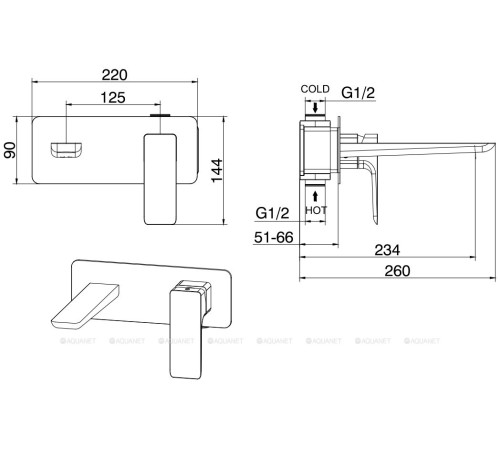 Смеситель для умывальника Allen Brau INFINITY встраиваемый излив 151 мм хром 5.21003-00