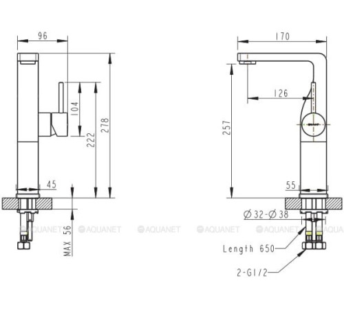 Смеситель для раковины высокий Bravat Arc черный матовый F16061K-A2-ENG