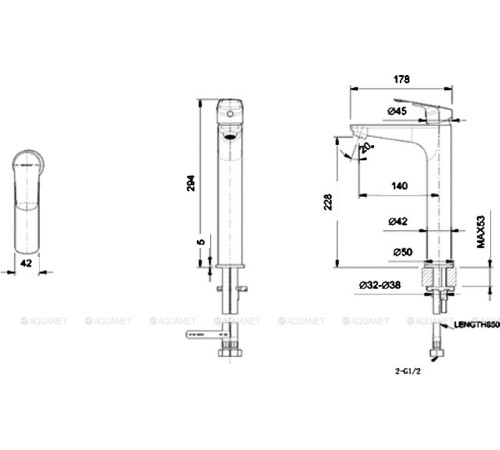 Смеситель для умывальника высокий Bravat Rhein хром F1429564CP-A-ENG