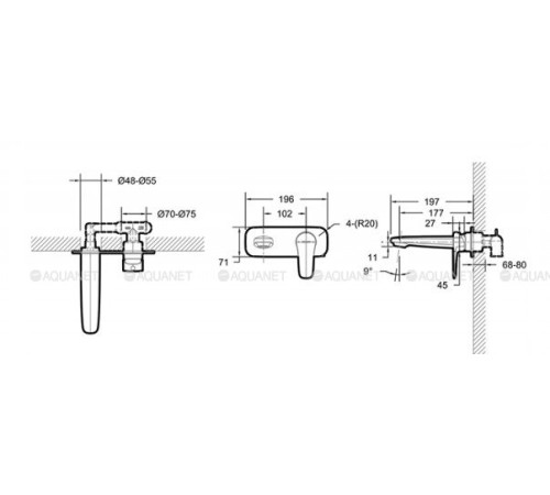 Смеситель для раковины встраиваемый Bravat Source хром P8173218CP-ENG