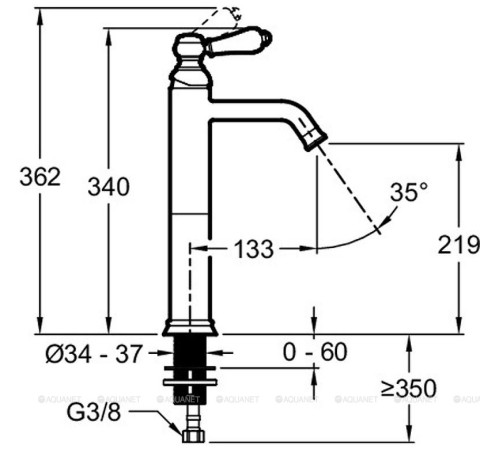 Смеситель для раковины высокий Jacob Delafon Louise без донного клапана матовое золото E24361-BCN