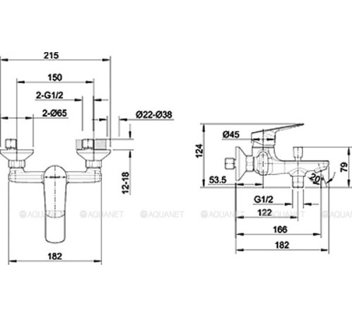 Смеситель для ванны Bravat Rhein с коротким изливом черный матовый F6429564BW-01-ENG