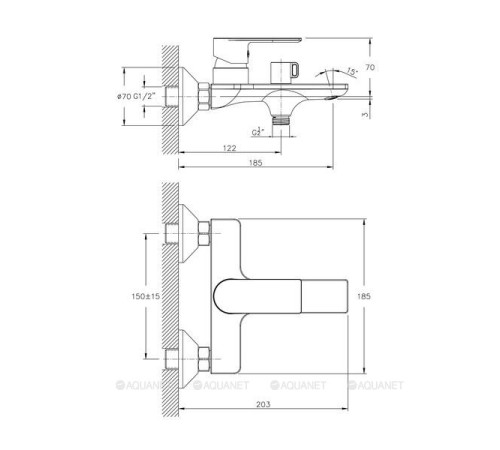 Смеситель для ванны Haiba HB60505 хром HB60505