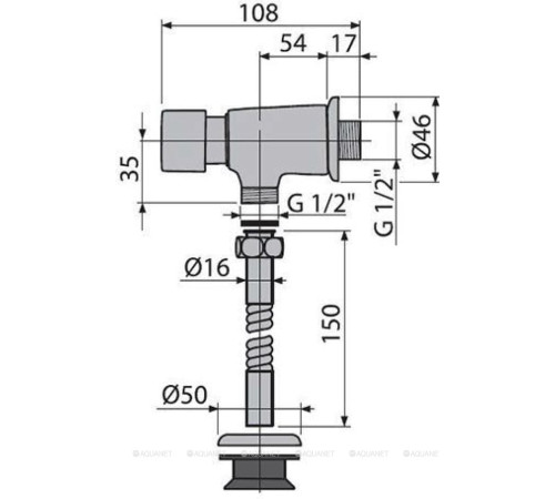 Кнопочный сливной вентиль для писсуара AlcaPlast ATS001
