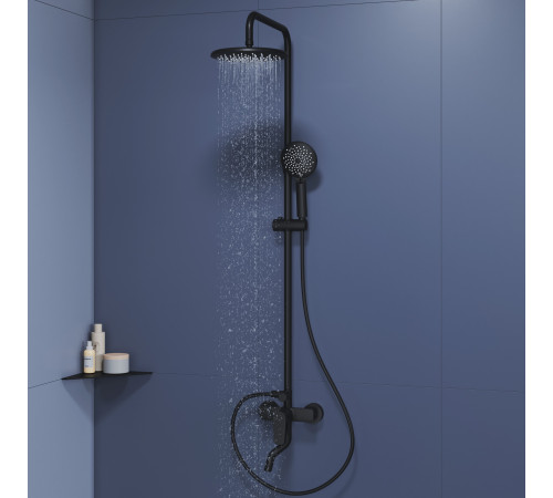 Душевая стойка со смесителем RGW SP-25B черный матовый 59140125-04