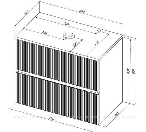 Столешница Aquanet Джейн 80 с отверстием под смеситель маренго 00313313