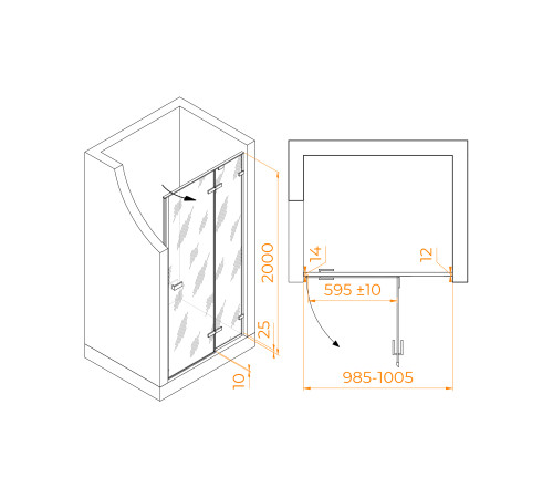 Душевая дверь RGW Stilvoll SV-004B 100x200 см черный 353200410-14