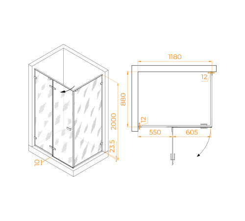 Душевой уголок RGW SV-040 1200x900 мм хром прозрачное стекло 353204029-11