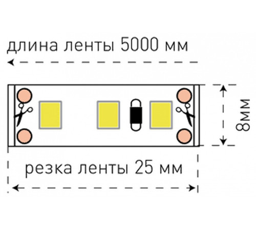 Светодиодная лента SWG SWG3120-12-9.6-Y-M 9.6 Вт/м 12V IP20 желтая SWG3120-12-9.6-Y-M