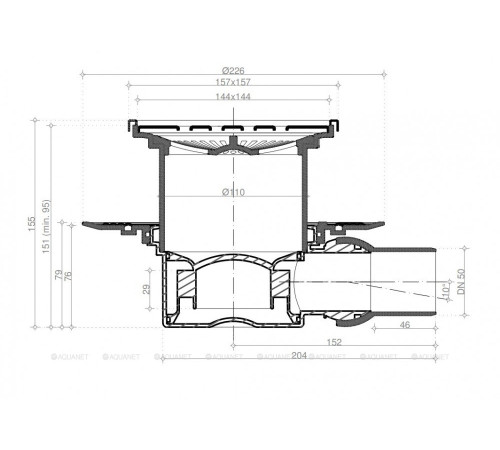Трап точечный Pestan Standard Square 1 Mask хром 150х150 мм 13000073