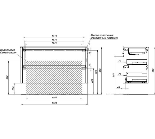 Тумба под раковину Allen Brau Gravity 120 2 ящика олива матовый 1.370011.CGM