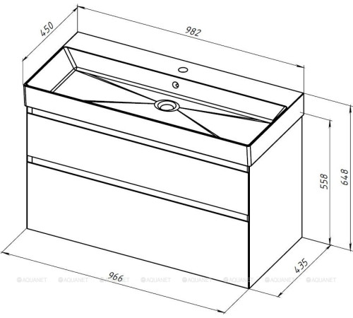 Тумба под раковину Allen Brau INFINITY 100 см 2 ящика белый матовый 1.210027.WM