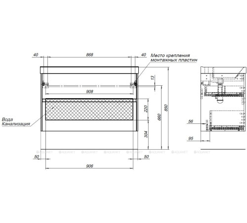 Тумба под раковину Aquanet Бруклин 102 2 ящика белый глянец 00336551