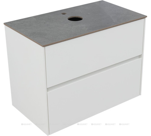 Тумба под раковину Aquanet Бруклин 82 2 ящика белый глянец 00336550