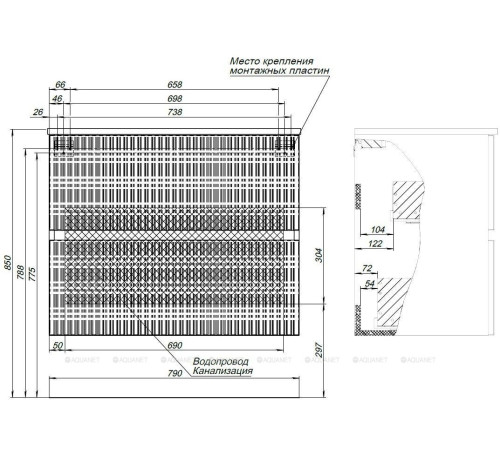 Тумба под раковину Aquanet Джейн 80 маренго 00313302