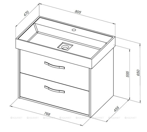 Тумба под раковину Aquanet Лофт 80 дуб веллингтон белый 00345455