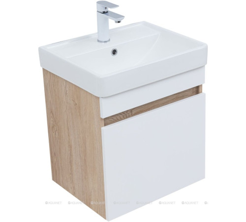 Тумба под раковину Aquanet Оптима 50 дуб светлый/белый сатин 00344798