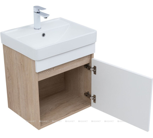 Тумба под раковину Aquanet Оптима 50 дуб светлый/белый сатин 00344798
