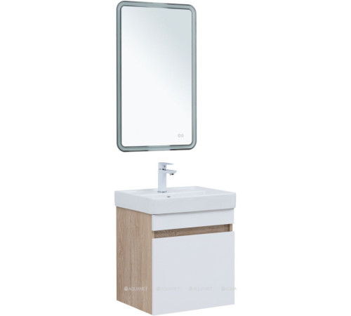 Тумба под раковину Aquanet Оптима 50 дуб светлый/белый сатин 00344798