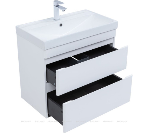 Тумба под раковину подвесная Aquanet Слим 70 2 ящика белый сатин 00346048