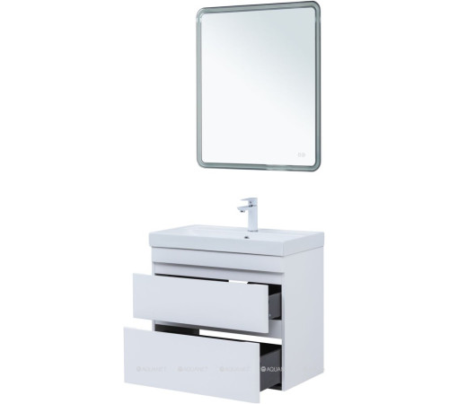 Тумба под раковину подвесная Aquanet Слим 70 2 ящика белый сатин 00346048