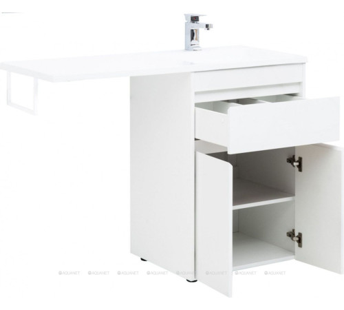 Тумба под раковину Aquanet Токио 58 напольная 1 ящик 2 фасада белый глянец 00237745