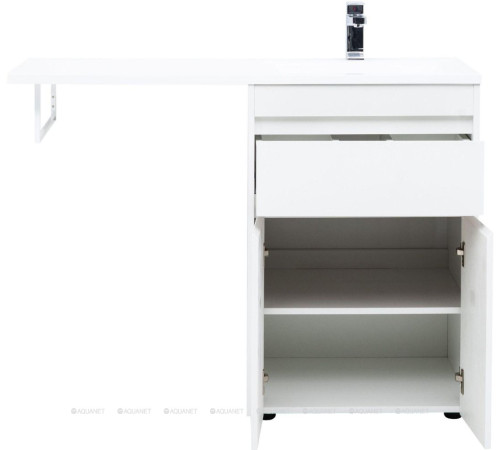 Тумба под раковину Aquanet Токио 58 напольная 1 ящик 2 фасада белый глянец 00237745
