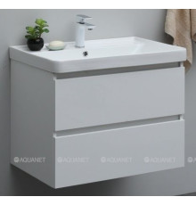 Тумба под раковину Aquanet Вега 70 подвесная 2 ящика белый глянец 00308333