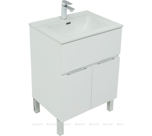 Тумба с раковиной Aquanet Алвита new 60 напольная 1 ящик 2 двери белый матовый 00274130