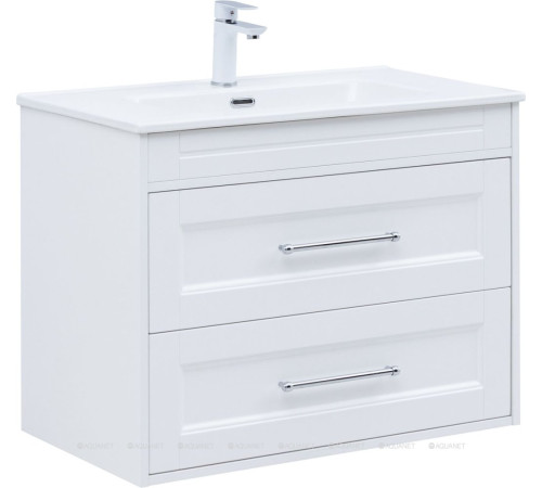 Тумба с раковиной Aquanet Бостон new 80 Flat белый сатин 00345366